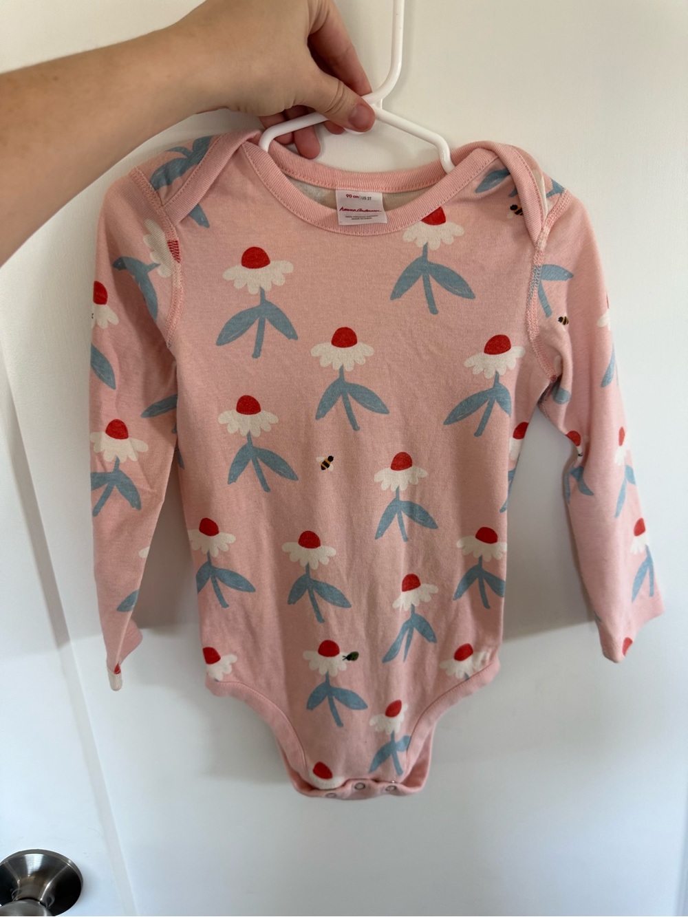 Hanna Andersson 3T Pink Floral Long-Sleeve Baby Bodysuit